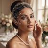 Сетчатая вуаль-клетка с жемчугом, свадебный головной убор, элегантные свадебные вуали, свадебная вечеринка
