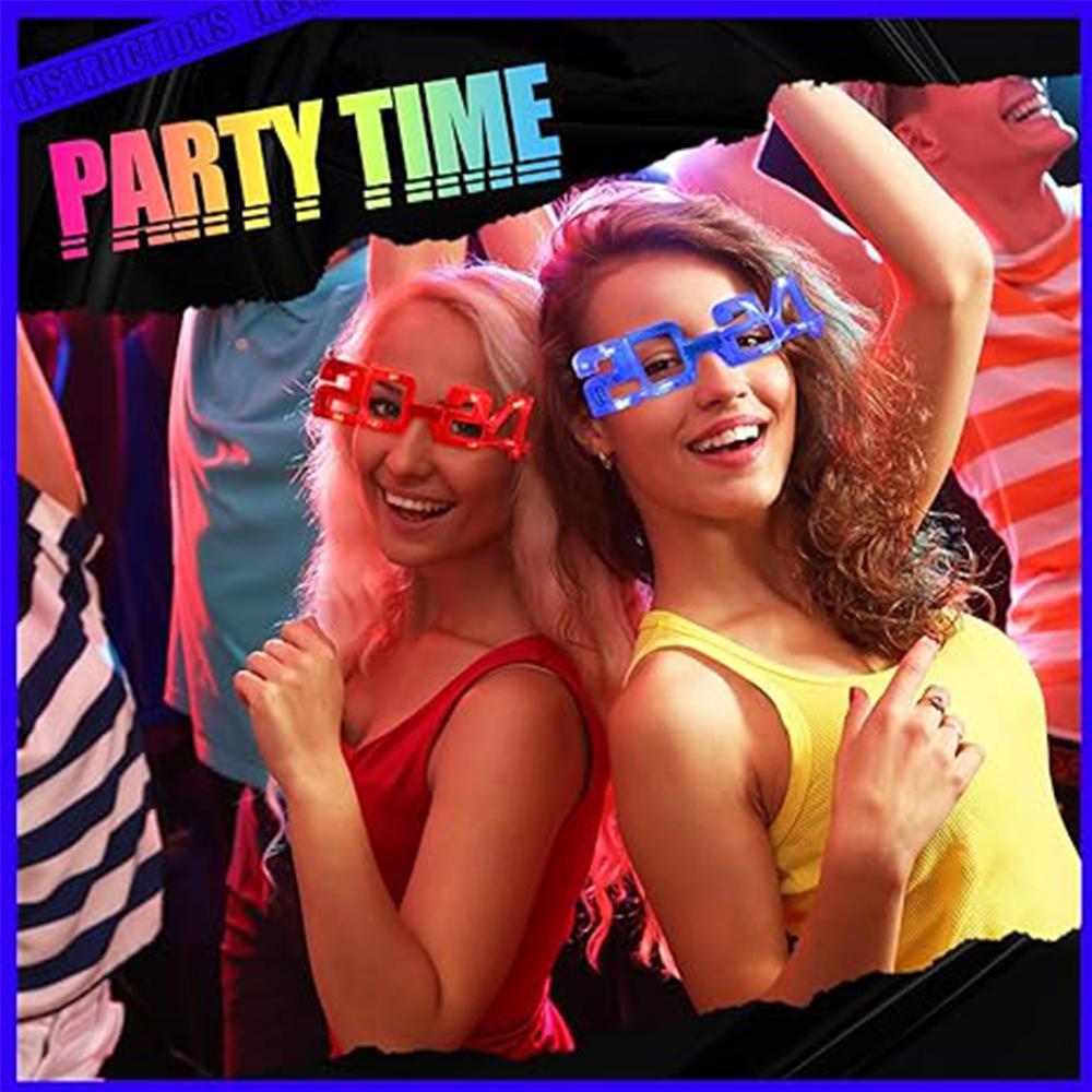 8 шт./набор светодиодных светящихся очков для украшений и реквизита для вечеринки в канун Нового года 2024