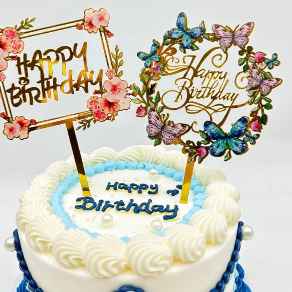 Элегантный С Днем Рождения торт Топпер для украшения вечеринки Украшения для торта на день рождения Акриловые украшения для вечеринки по случаю дня рождения