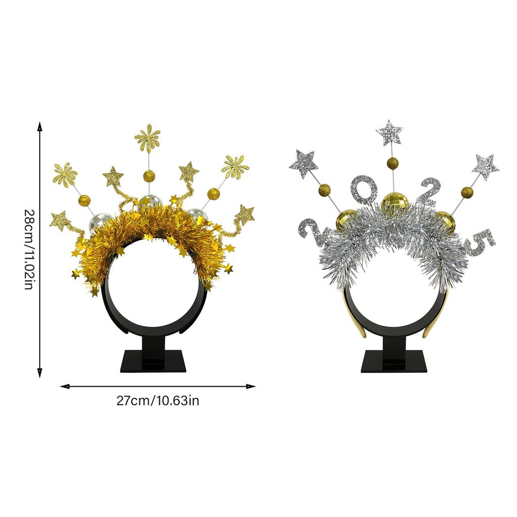 2025 New Year Eve Headband Glittering Garland Hairband Christmas Party Hairhoop Holiday Hairhoop for Festival Gathering