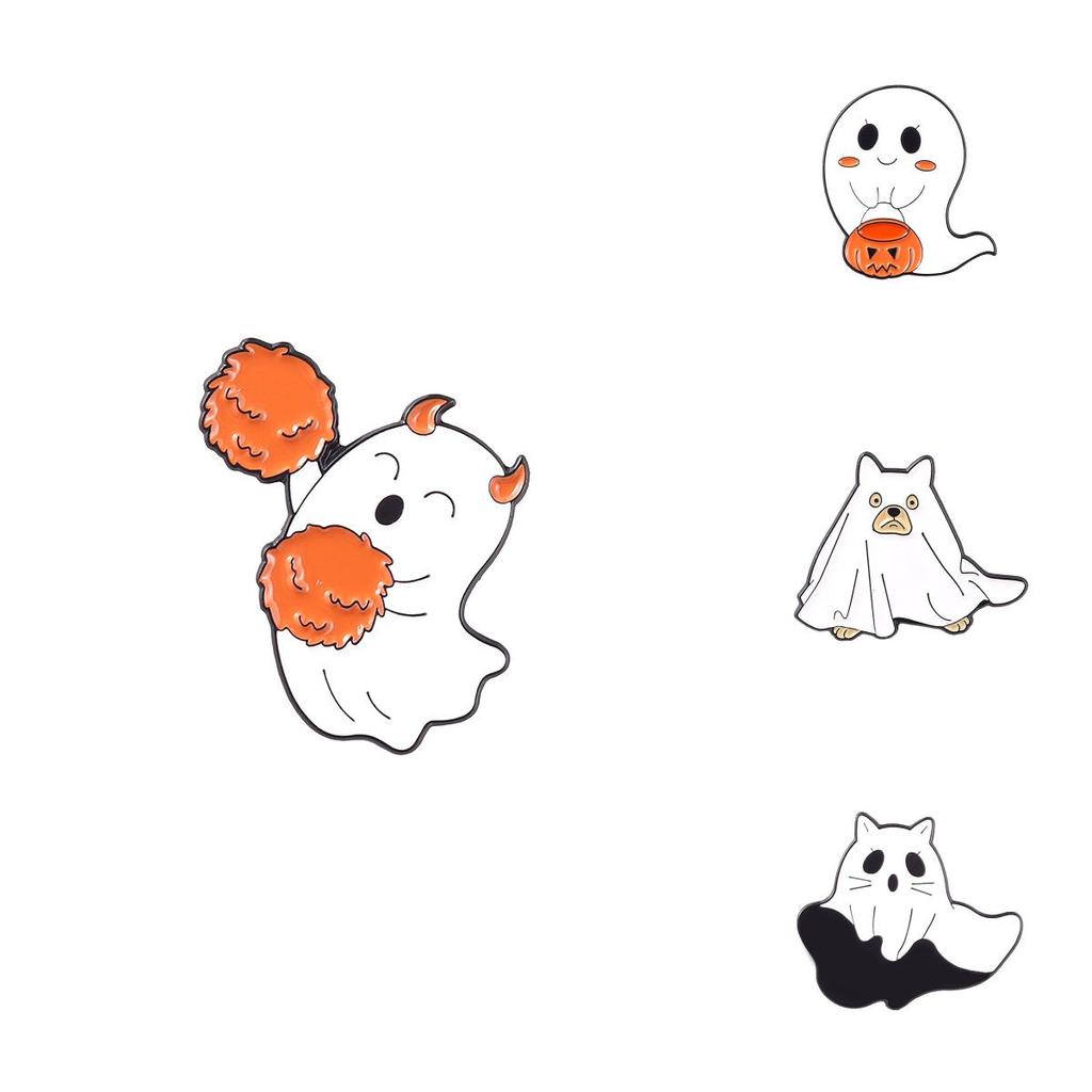 Spooky Themed Halloween Ghost Brooch In Geometric Design Ideal For Punk Style Accessories Costume