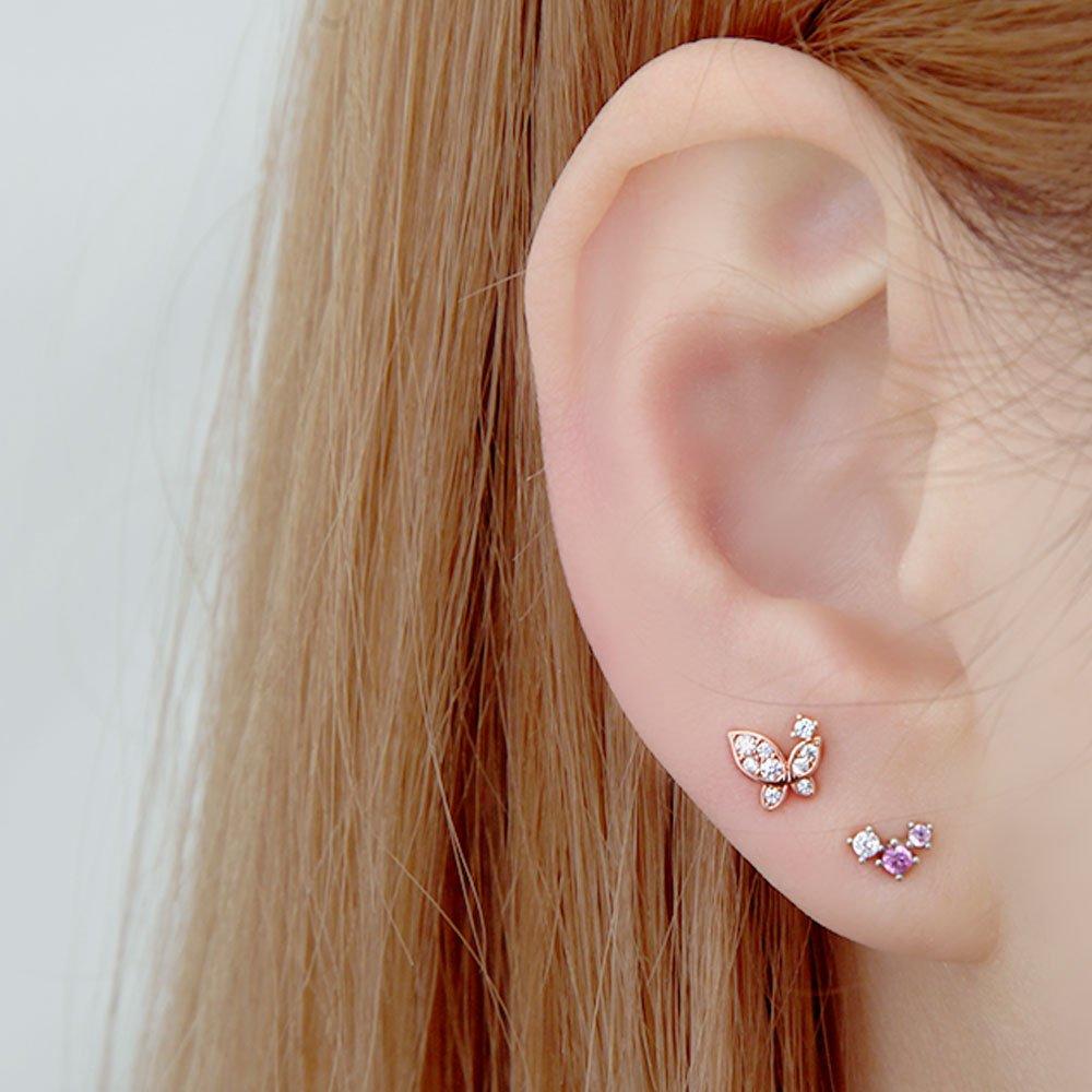 [1+1] Surgical Pin Cubic Piercing Petit Fly 3 Types, Choose 1, One Side Sale