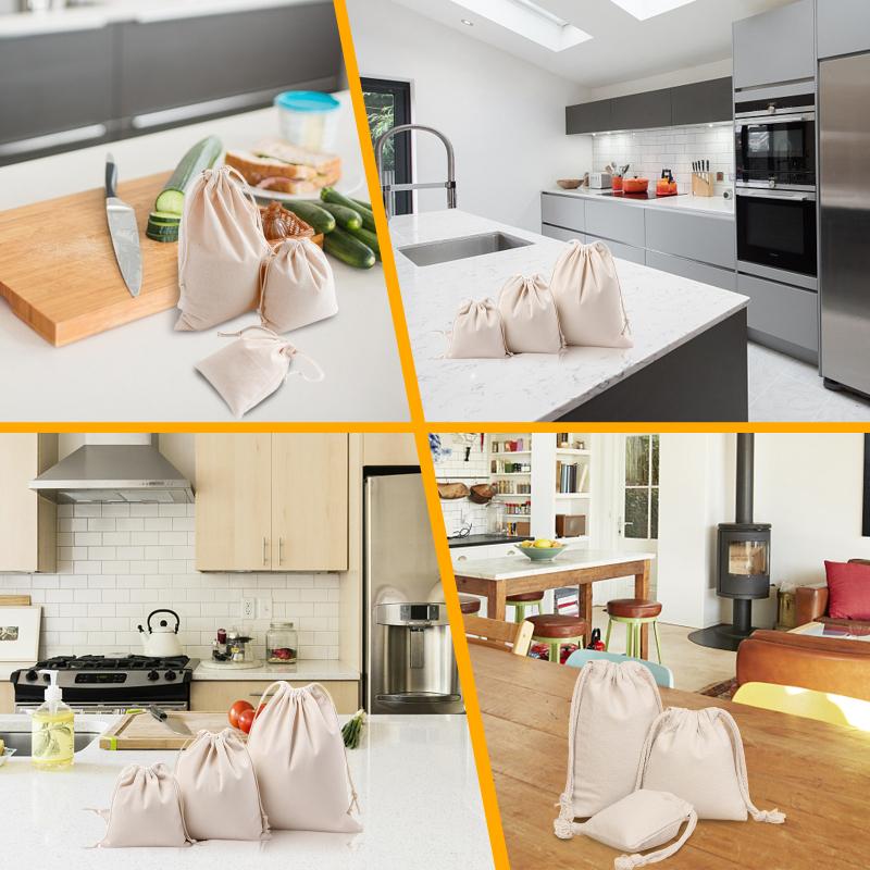 12 шт., хлопковая сумка для хранения своими руками, 4 размера, портативная, однотонная, на шнурке, дизайн, рождественский праздничный подарок