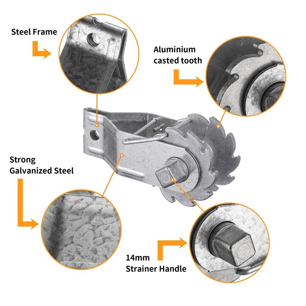 Натяжитель проволоки для электрического забора, 2 шт., мощный встроенный натяжитель проволоки, натяжитель проволоки с храповым механизмом для электрического забора, фермерского забора