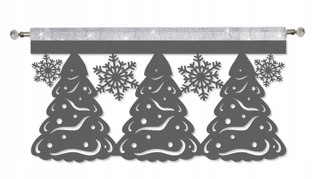 Envelope CHRISTMAS TREES SNOWFLAKES pelmet curtain CHRISTMAS GLAMOUR 60x35