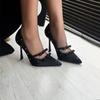 Fashion Pointed Toe Pumps Sexy Satin Bowknot Luxury Designer High Heels Women Shallow Elegant Wedding Prom Party Shoes Zapatos De Mujer