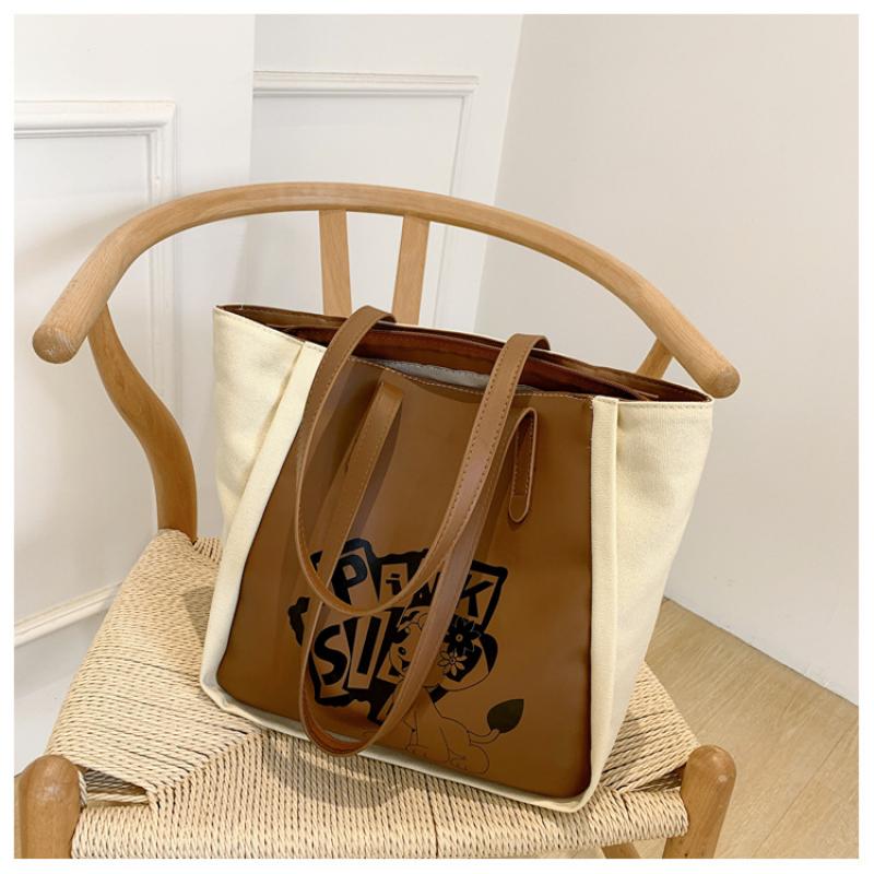 Холщовая сумка-тоут, женская сумка через плечо, большая вместительная студенческая сумка с героями мультфильмов