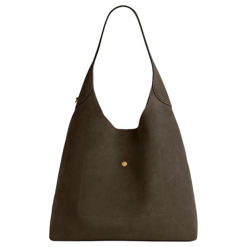COACH Brooklyn 39 Brass Hardware Split Leather Shoulder Bag Large Women's Olive Green