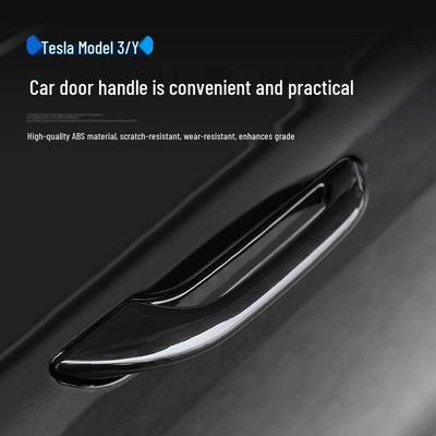 Защитные накладки на ручки дверей Tesla Model 3/Y из углеродного волокна - Ярко-черные, Противоскользящие