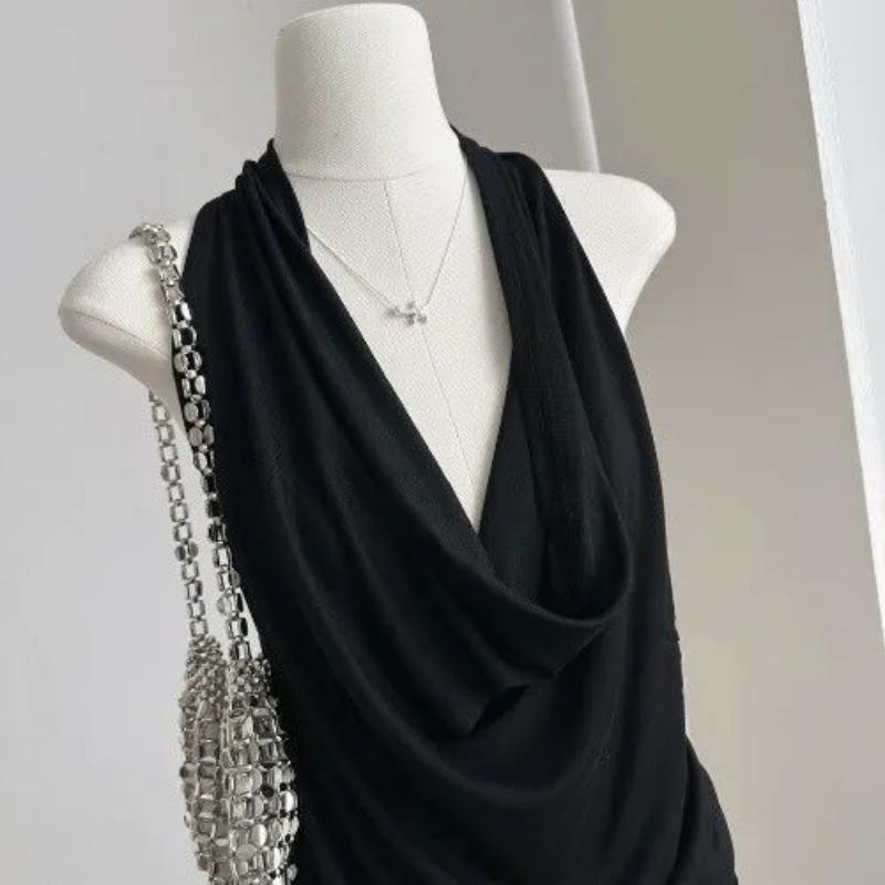 Топ из чистого хлопка с воротником-качели и халтером для женщин, летний, новый дизайн, модный, облегающий