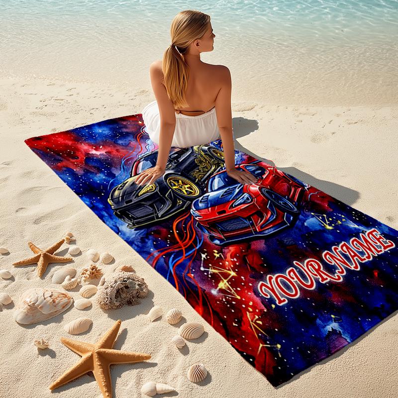 1PC Custom Name Dreams Space Beach Towel Highly Absorbent And Sand-Resistant Towel for Swimming, Pool, Yoga, And Travel Lightweight