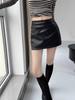 Мини-юбки из искусственной кожи, элегантные корейские модные черные юбки из искусственной кожи для женщин, юбка с высокой талией, юбка на молнии с шортами