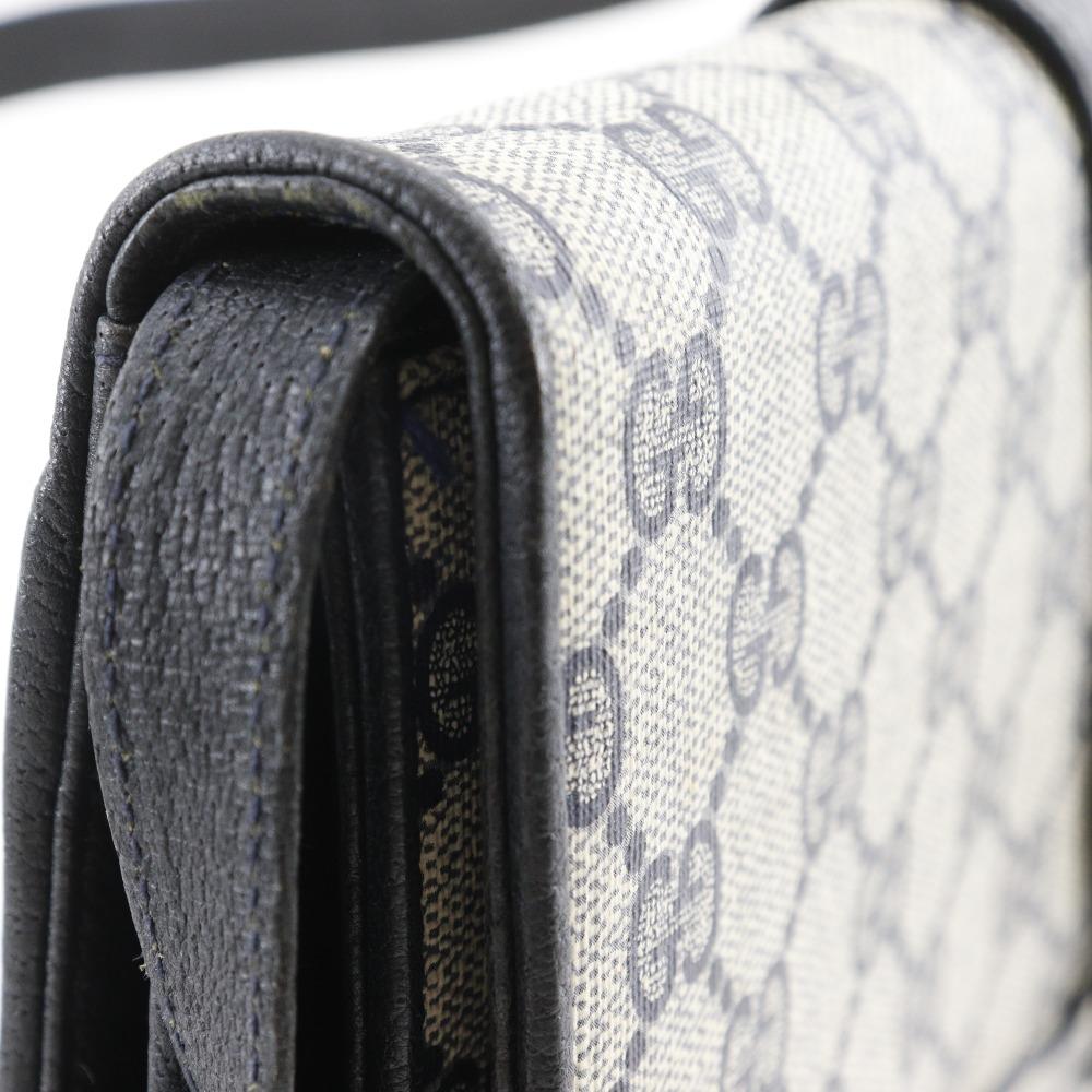 GUCCI Old Gucci Shoulder Bag 904.02.050 2-way clutch Gray / navy GG plus Women Used