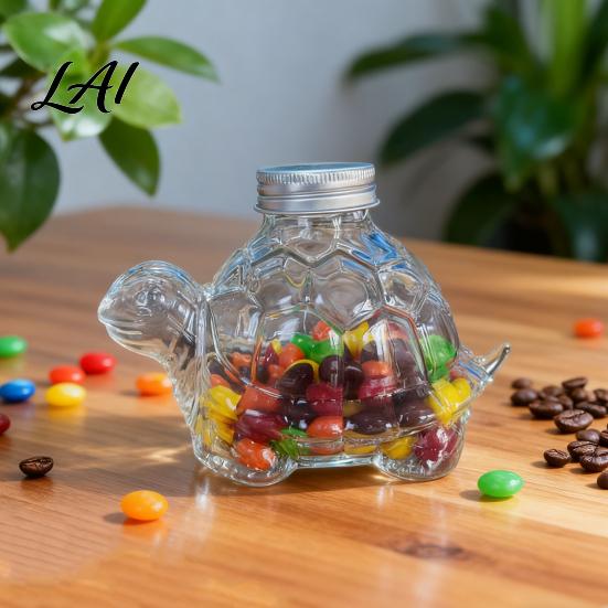 Glass Cookie Jar with Lid Candy Jar Cute Owl Dog Turtle Cat Shape Container Airtight Lid Moisture Proof Moisture-proof for Pet Snack Storage
