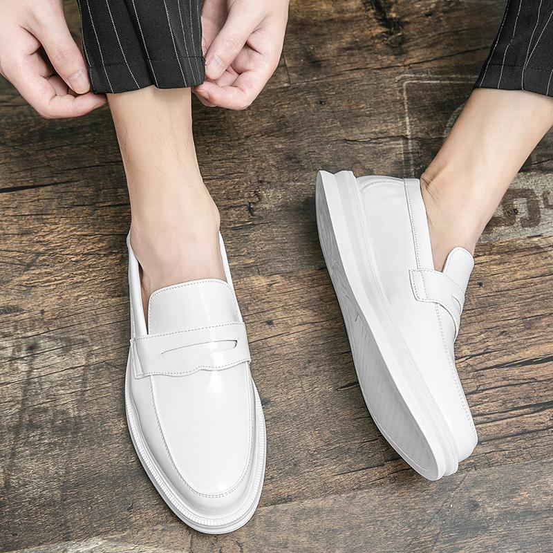 Men White Casual Leather Shoes Brand Moccasin Oxfords Driving Shoes Men Loafers Moccasins Dress Shoes Men Italian Tassel Shoes