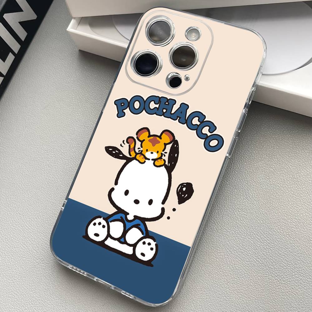 Cute Cartoon P-pochacco Silicone Phone Case Material For iPhone 17 16 15 11 12 13 14 Pro Max Mini Plus Soft TPU