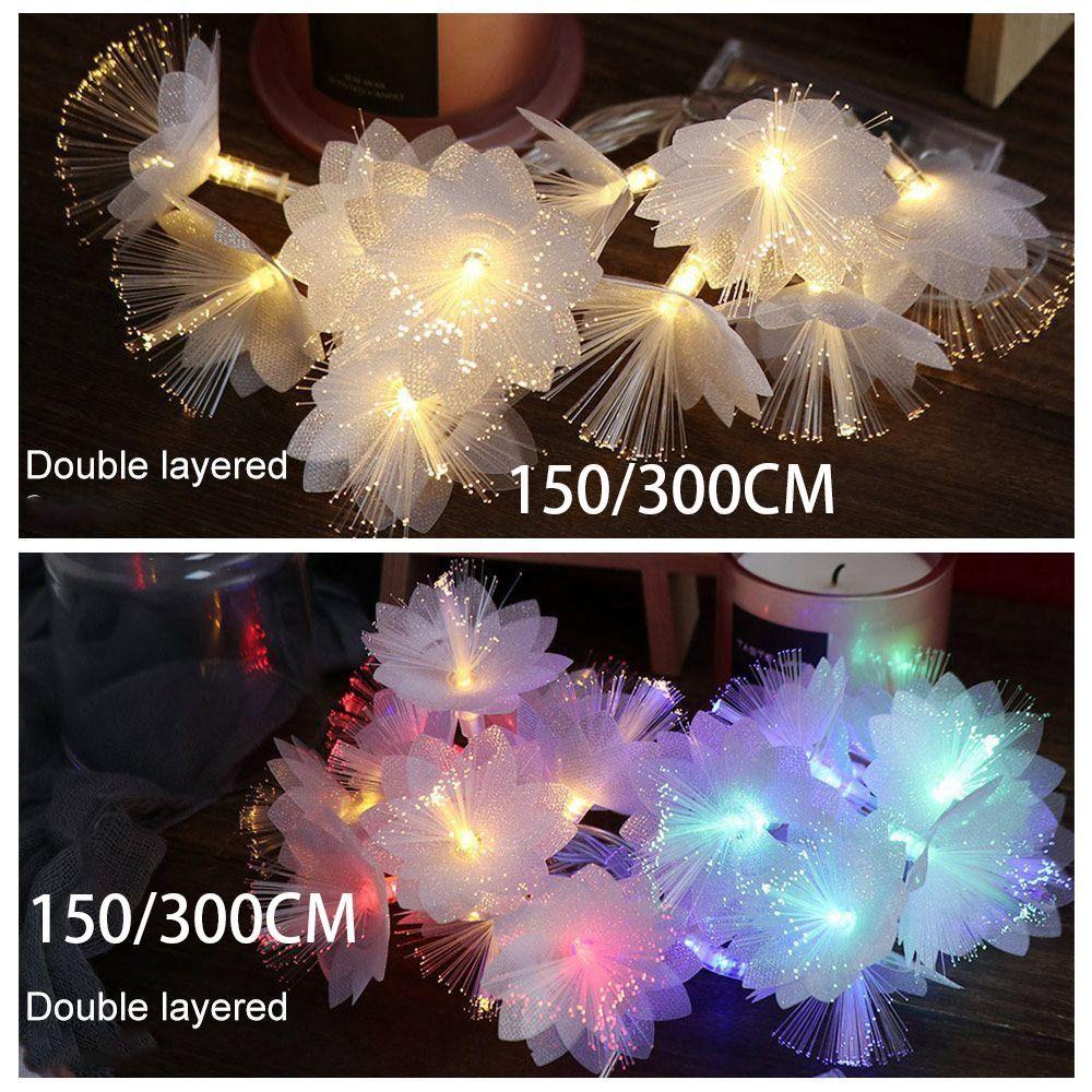 Flash Fiber Optic Flower String Lights Battery Powered Christmas Tree Flower Lights Wedding