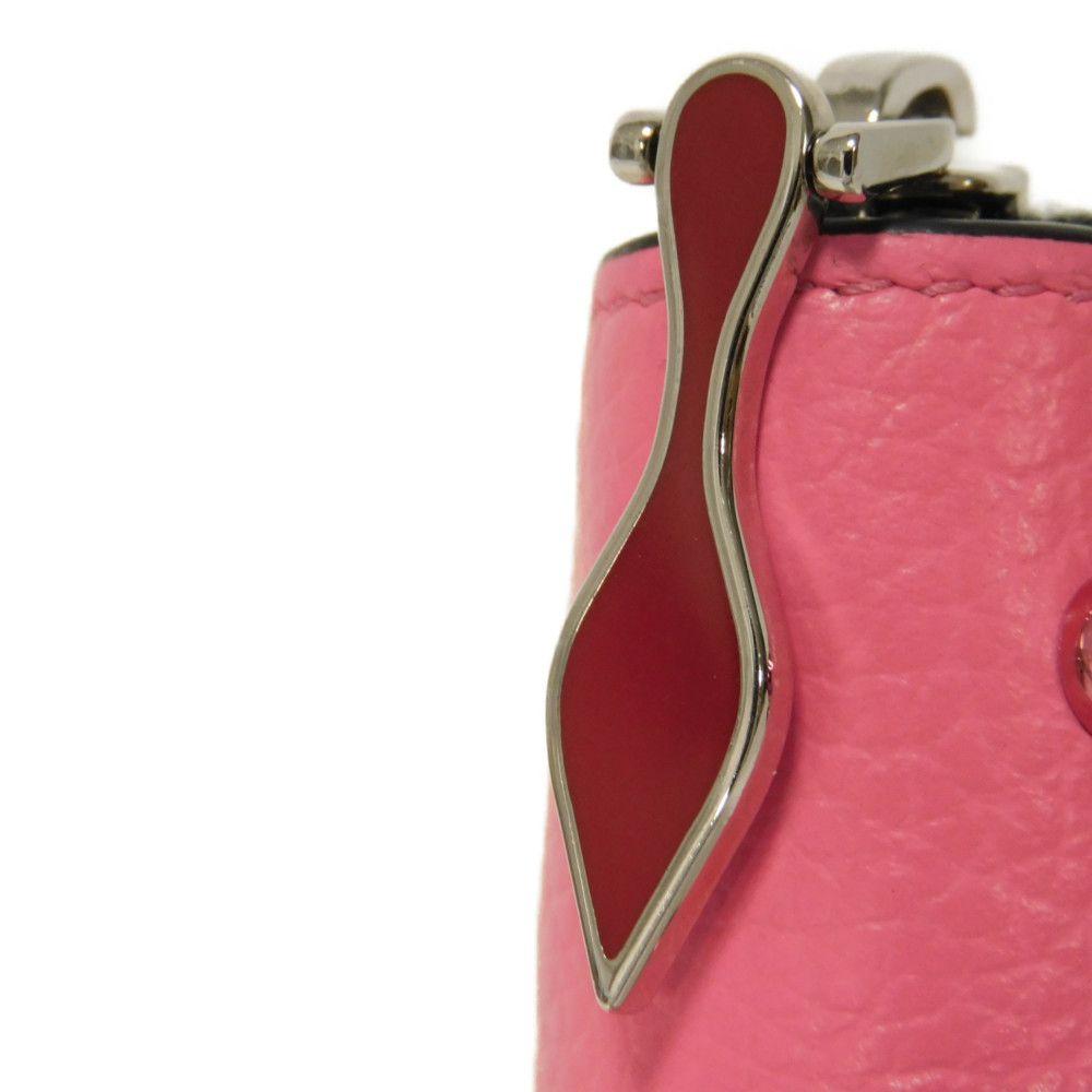 Б/у 9605 Кошелек для монет Панеттоне 3175223 7943 Логотип Металлический кошелек на молнии по периметру с шипами Розовый Женский из Японии