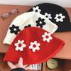 Korean Style Crochet Flower Knitted Hat Sweet Bucket Hat Cute Beanies Hat  Girls