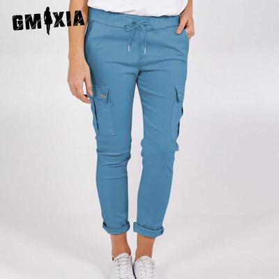 Женские модные повседневные однотонные брюки с высокой талией и капри с принтом