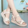 Fashion Women Rome Sandals 2024 New  Summer Soft Leather High Heels Wedge Non-slip Mother Breathable Comfortable Hollow Fashion Leisure
