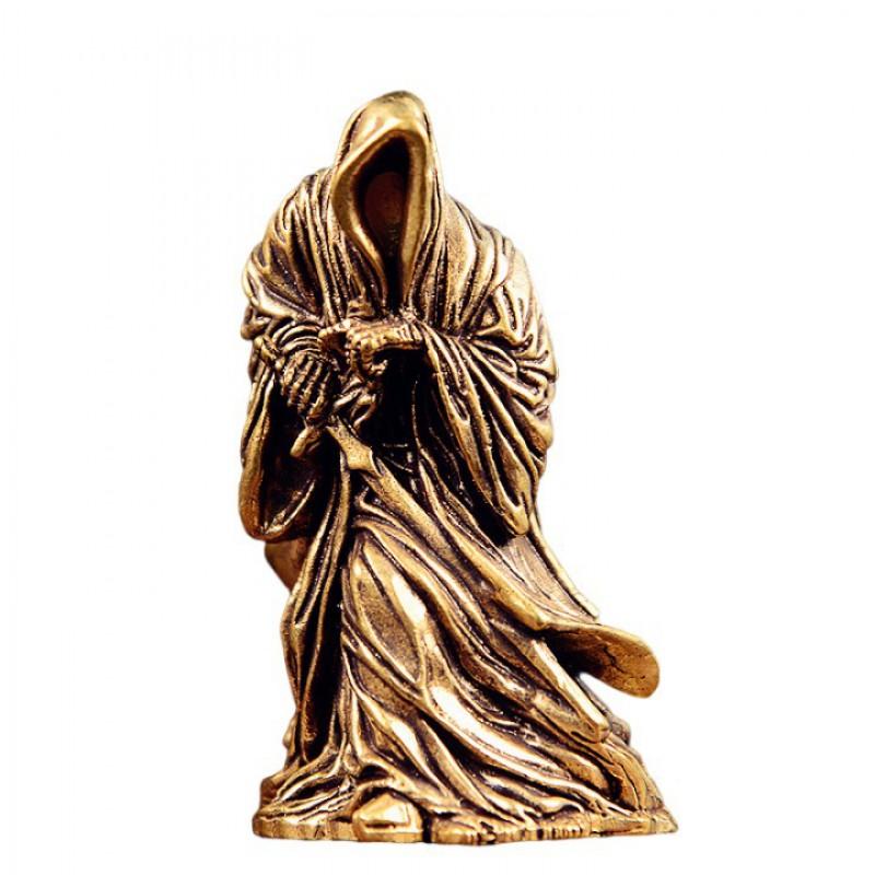 Bronze Gothic Reaper Figurine With Black Cloak Decorative Ornament Home Office Desk Statue