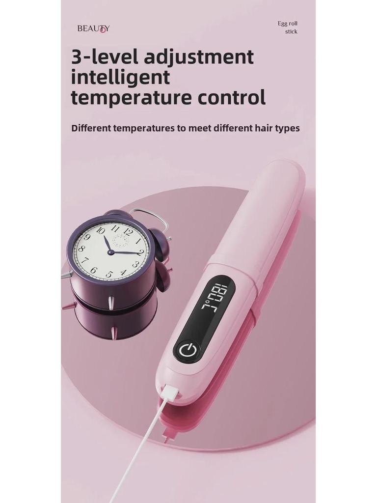 Беспроводная расческа для волос с отрицательными ионами: Двойное применение: выпрямление и завивка, безопасно для сухих и влажных волос, портативное и не повреждает волосы.