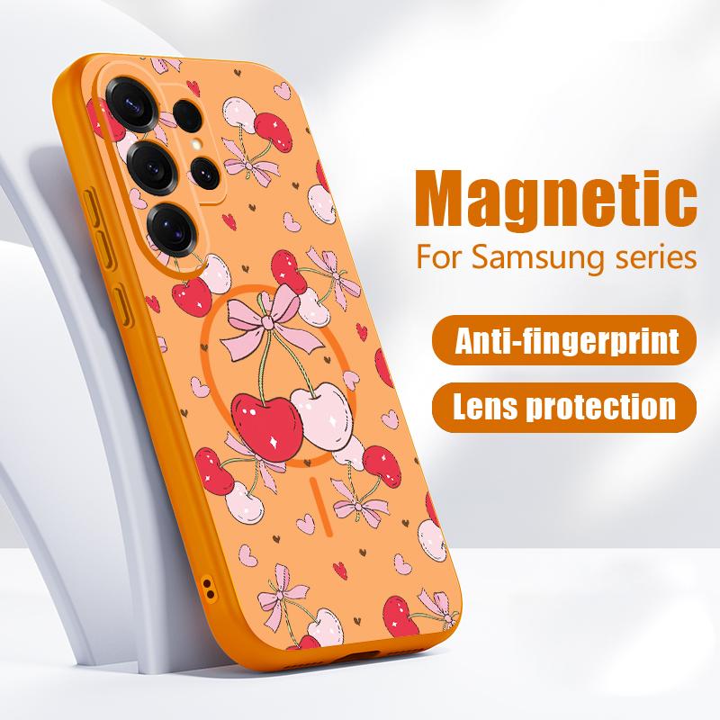Чехол с магнитным креплением и узором из разноцветных бантиков для Samsung S26 Ultra S25 Edge S24 FE S23 S22 Plus A54 A15 A35 A55 A16 A36 A56 A17 A37 A57 5G Матовый чехол