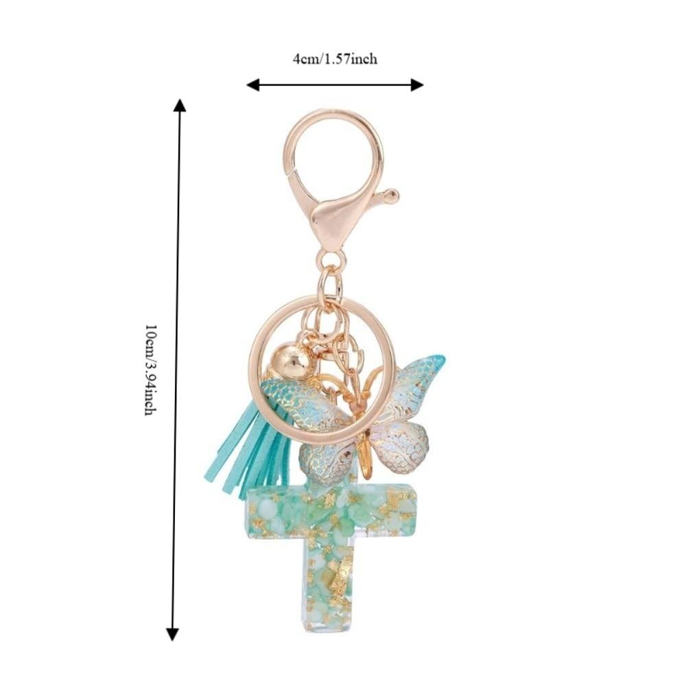 Tassel Butterfly Keychain Resin Bag Hanging Funny Cross Pendant Keychain Key Decor