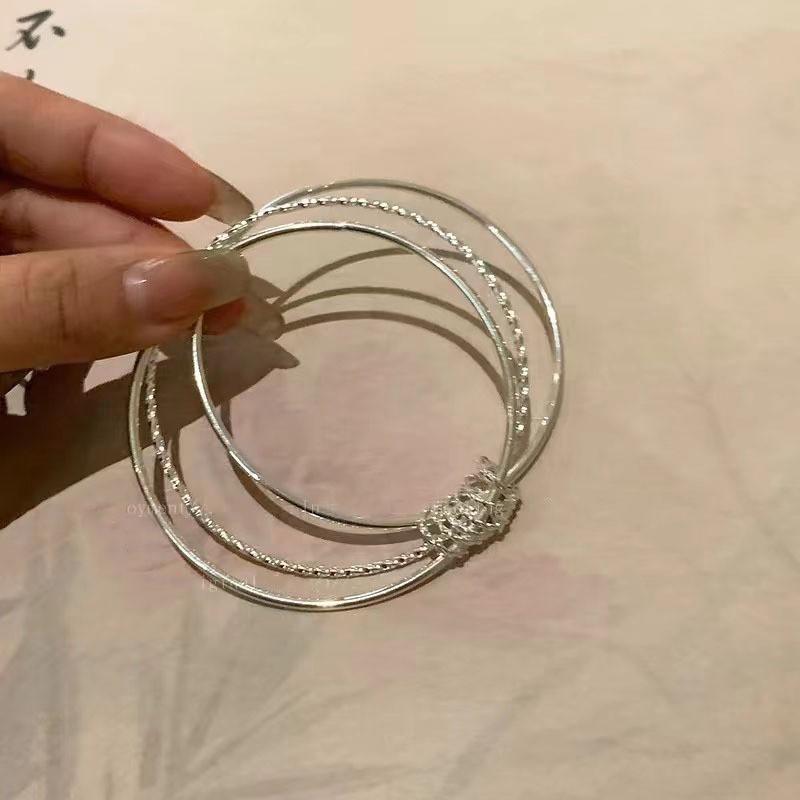 Silver Triple Sophisticated Bell Bracelet For Women Minimalist Bangle Alloy
