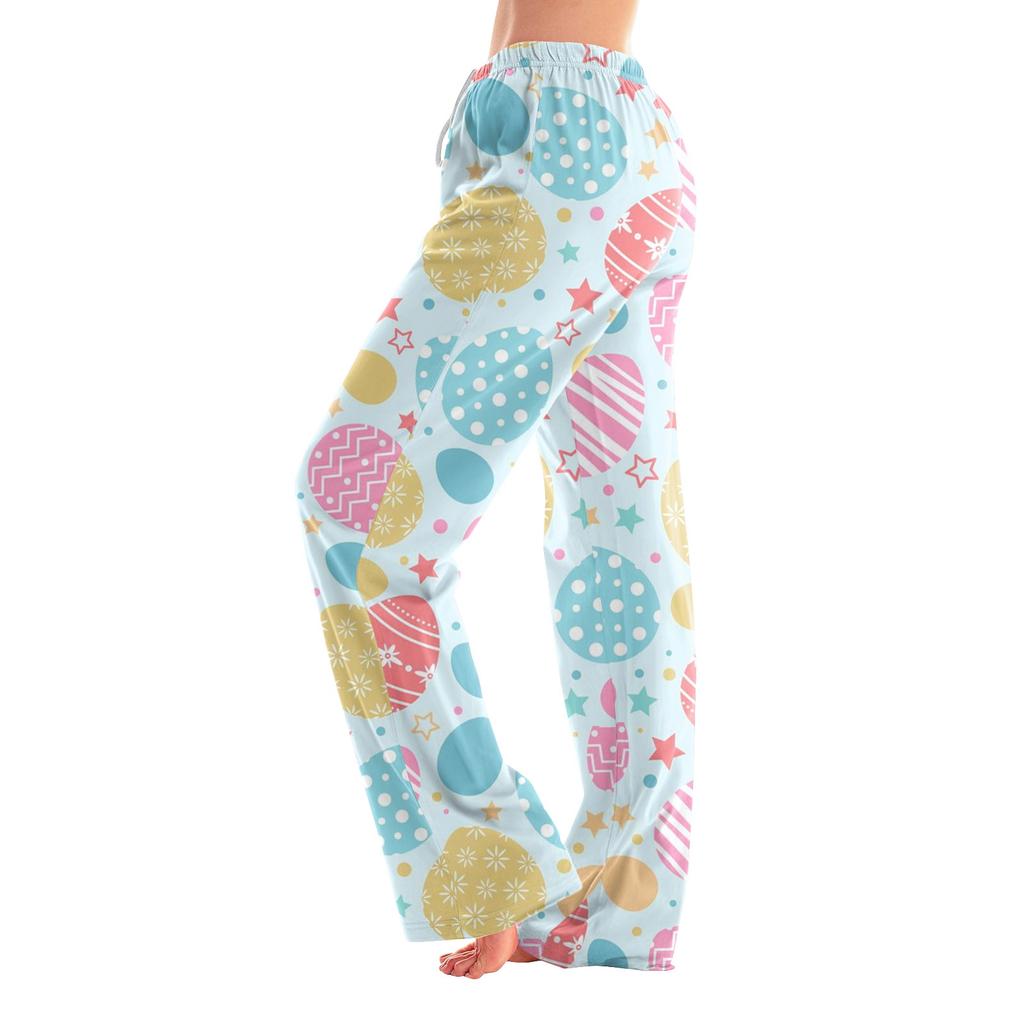 Женские пижамные штаны, одежда для сна, повседневные брюки с эластичной резинкой на талии, удобные прямые свободные брюки для йоги