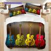 1PC Music, guitar Theme Bedding Quilt Set Quilt Cover Pillowcase Home Decoration Birthday Gift (1 * duvet cover + 8 * pillowcase, without core)