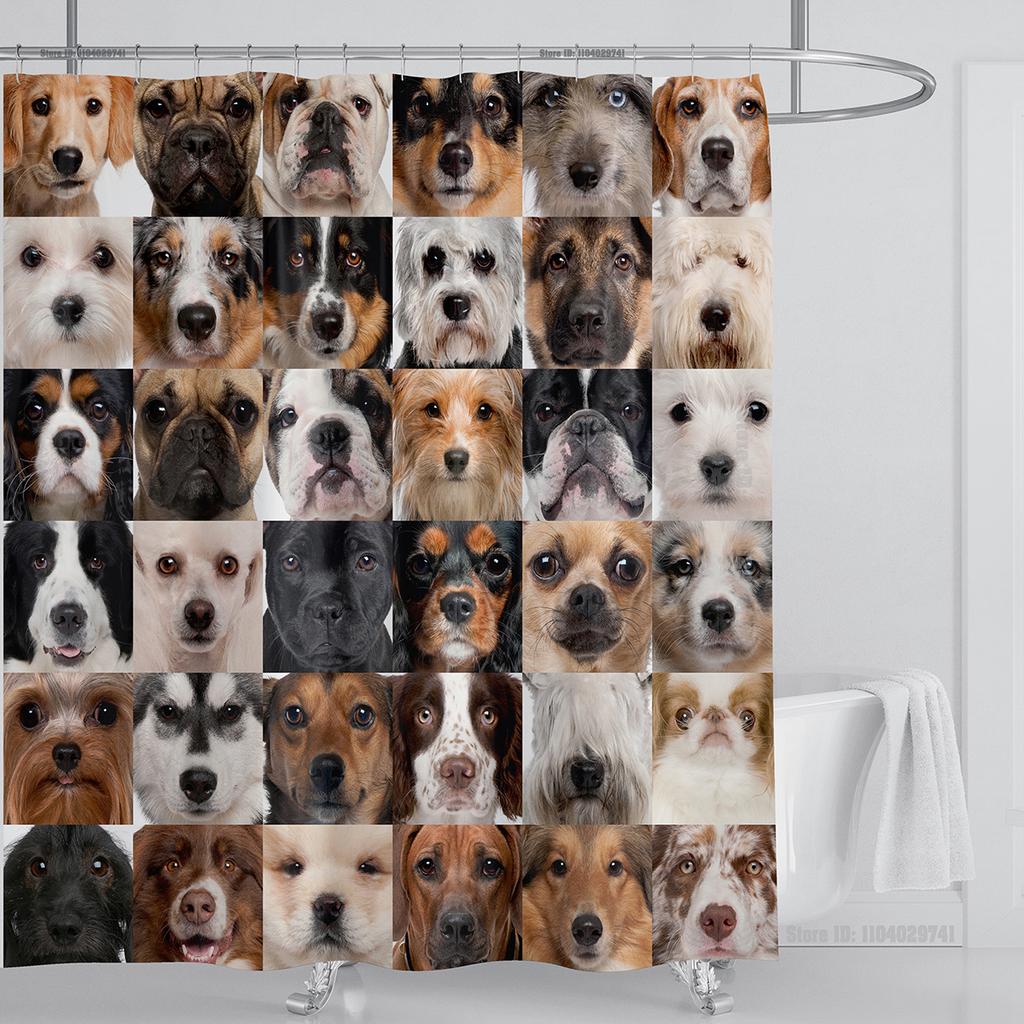 Кошка Собака Смешной Мультяшный Креативная Личность Шторки для Душа Милый 3D Принт ПВХ Ткань С Крючками Водонепроницаемая Декорация для Ванной