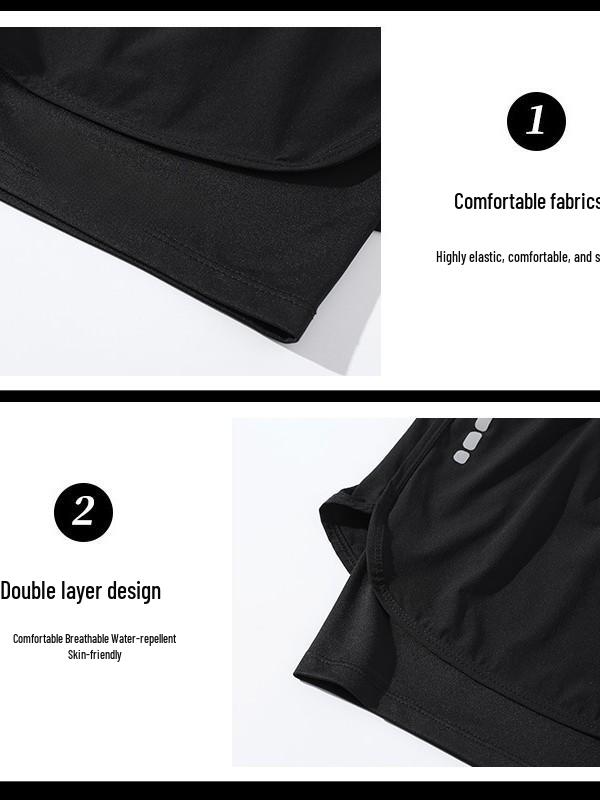 Мужские двухслойные свободные пляжные и беговые плавки - спортивные шорты против смущения