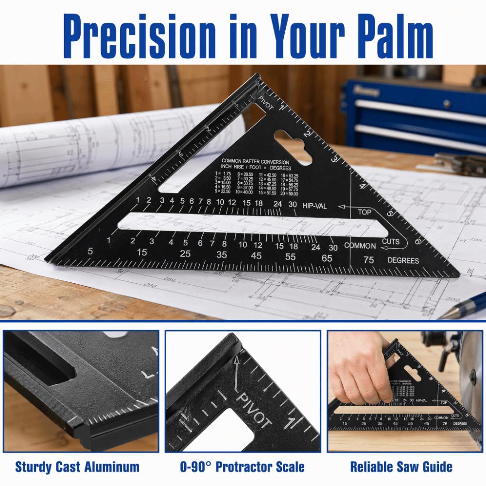 90/45 Degrees Angle Roofing Triangle Angle Protractor 7 Inch Metal Triangle Ruler For Framing