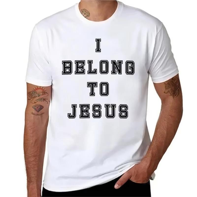 Men T Shirt New Kaka I Belong To Jesus Letter Top Boys Tee Clothing Oversized Streetwear Loose Casual Short Sleeve Trendy Unisex