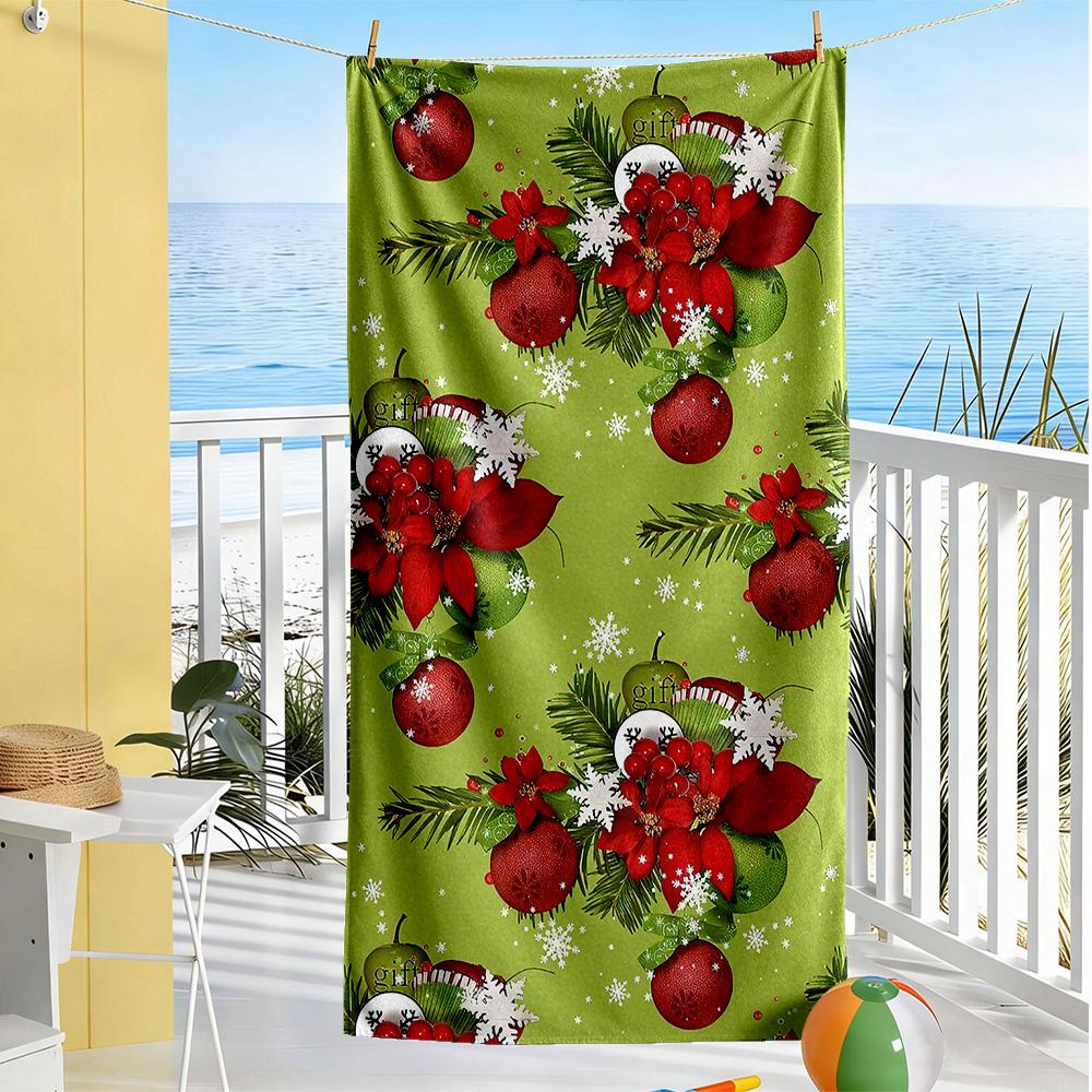 Christmas Beach Towel Super Soft Microfiber Quickdry Fabric Comfortable Lightweight Perfect for Traveling Yoga Camping and Swimming