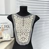 European Retro Apricot Mesh Wearing Beads Three-Dimensional Flower Round Neck False Collar Women'S Clothes Front Collar Lace Accessories