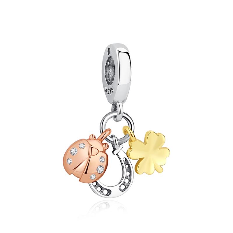 Оригинальные подвески Lucky Horseshoe Clover кулон бусины подходят Pan Brand браслеты ожерелья DIY ювелирные изделия для женщин