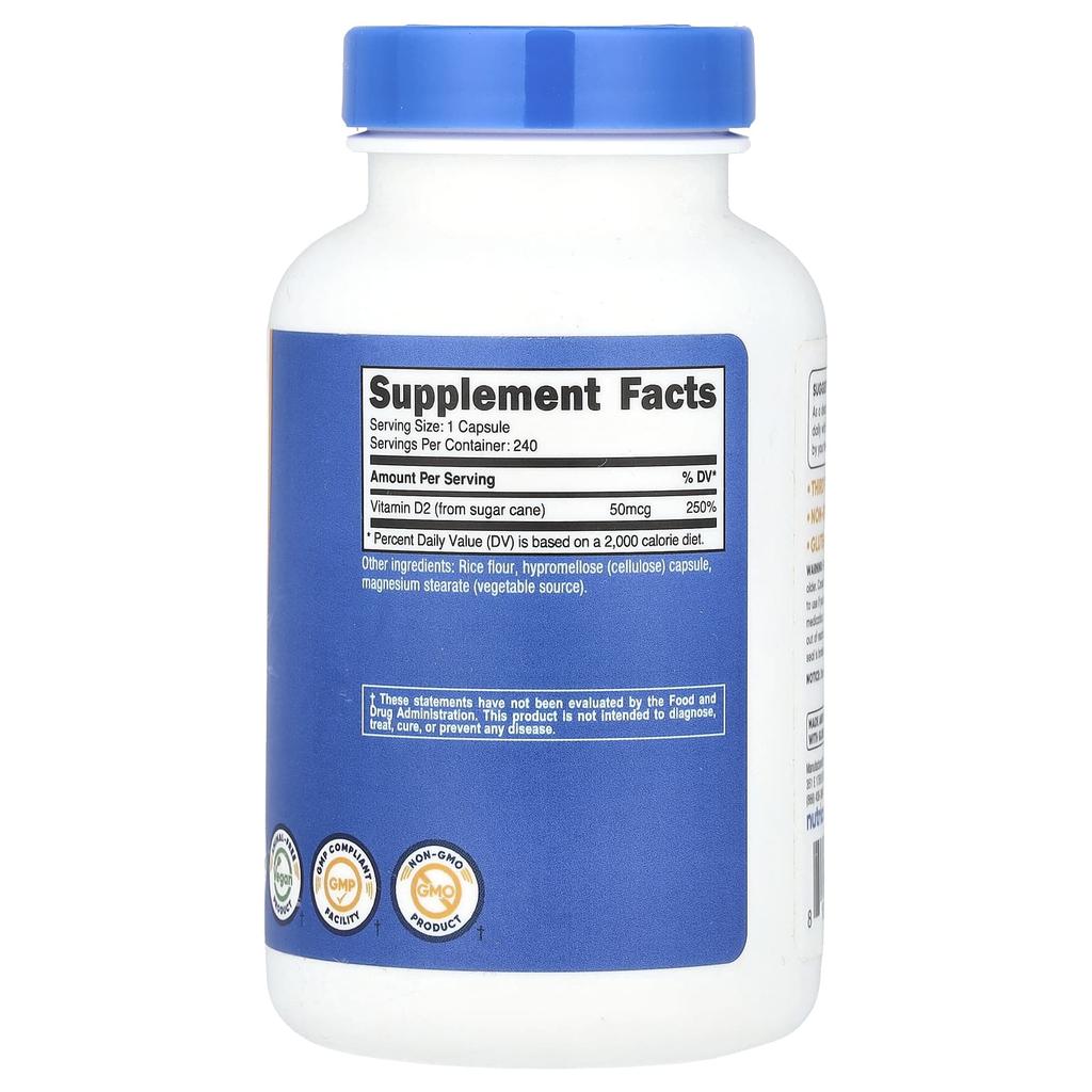 Витамин D2, 50 мкг (2000 МЕ), 240 капсул
