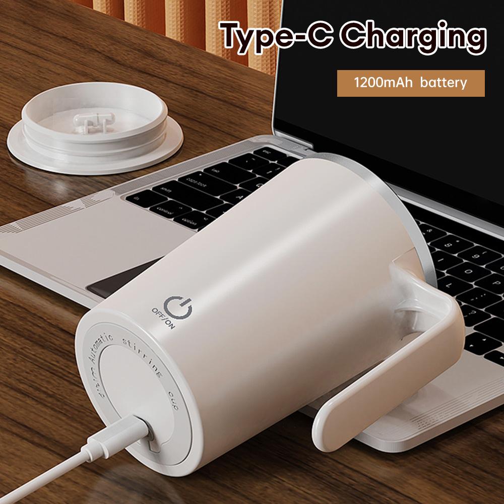 Electric Mixing Cup Stainless Steel Stirring Coffee Cup w/Handle Portable Water Cup Insulated Tumbler Heat-resistant Mug