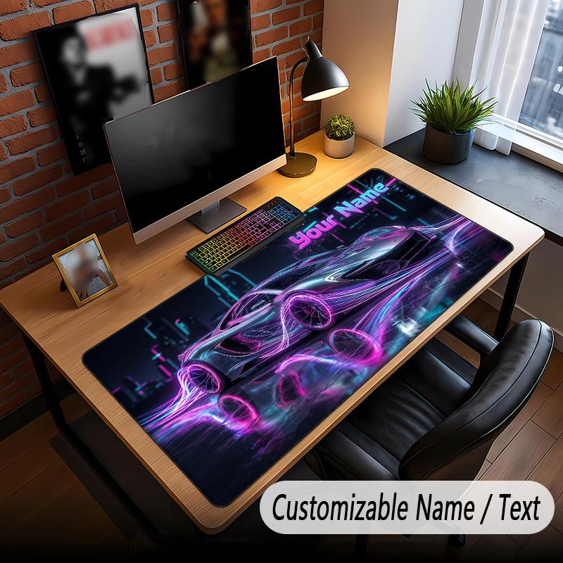 Neon Abstract Theme Custom Mouse Pad Personalized With Name Text Customized Desk Mat For Office Home Decor