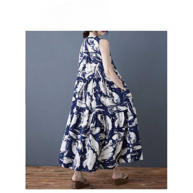 Женское ретро шифоновое свободное платье средней длины