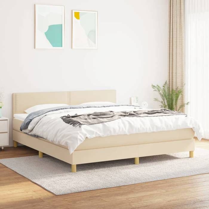 Maison Exclusive - Sommier à lattes de lit avec matelas Crème 180x200 cm Tissu