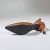 Plus Size British Style Stiletto Sandals with Buckle - Women's Summer Pointed Toe Flats