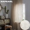 1 шт., бежевая хлопково-льняная тюльовая пряжа, занавеска, современная однотонная 40% полузатеняющая оконная драпировка для гостиной, спальни, домашний декор