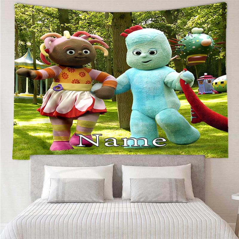Custom Name In the Night Garden Print Tapestry, Backdrop, Easy Setup, Ideal for Bedroom, Office & Living Room, with Aesthetic Wall Hanging Decor.