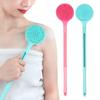 Silicone Long Handle Brush Double-Sided Shower Body Brush Bathroom Wash Brush Bathing Massage Back Body Exfoliating Brush