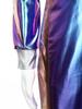 Girls Alien Halloween Costume Metallic Gloss Hood Long Sleeve Front Zipper Jumpsuit Fancy Dress Party Outfit