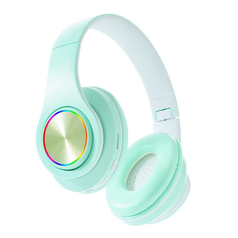 B39 Horse Head Over-Ear Wireless Bluetooth Foldable Luminous Headphones with Stereo and Card Slot.